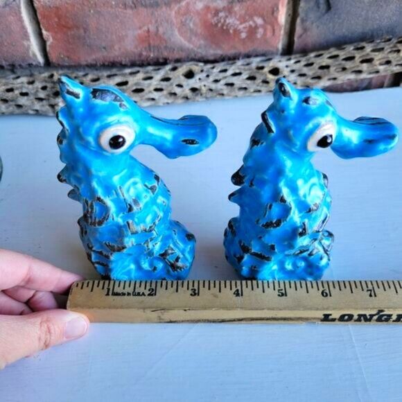 Vintage MCM Rare Studio Pottery Anthropomorphic Seahorse Figurines - Kitschy - Picture 6 of 15